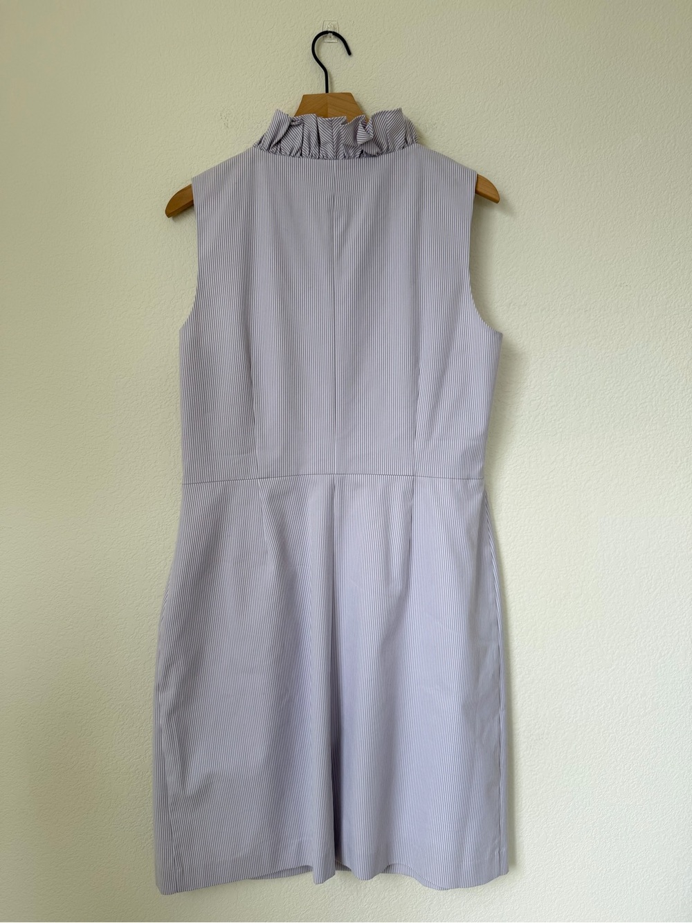 Alex Marie JUDY Sleeveless Ruffle V-neck Pencil Purple Iris Stripe Dress 14 - Picture 5 of 15